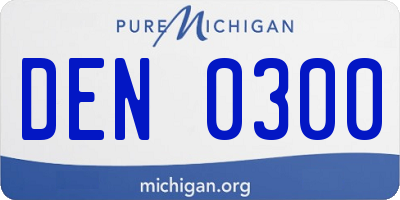 MI license plate DEN0300