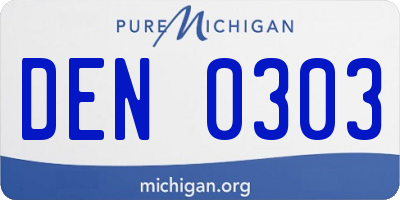 MI license plate DEN0303