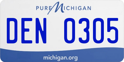 MI license plate DEN0305