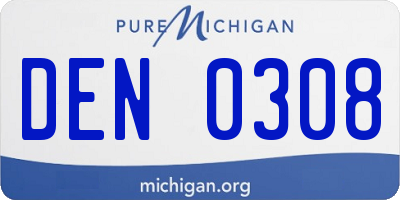 MI license plate DEN0308