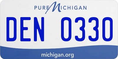 MI license plate DEN0330