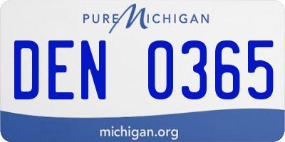 MI license plate DEN0365
