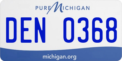 MI license plate DEN0368