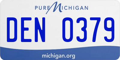 MI license plate DEN0379