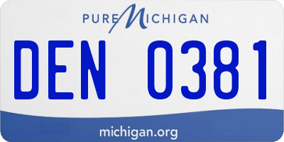MI license plate DEN0381