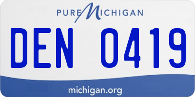 MI license plate DEN0419