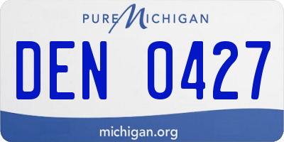MI license plate DEN0427