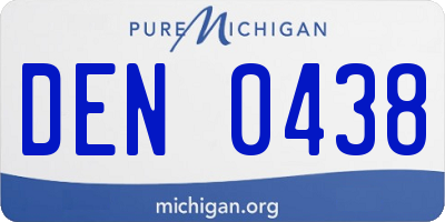MI license plate DEN0438