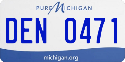 MI license plate DEN0471