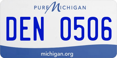 MI license plate DEN0506