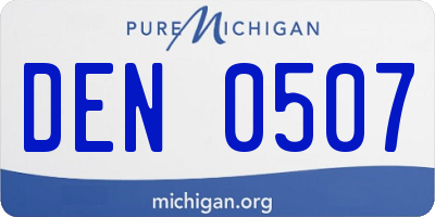 MI license plate DEN0507
