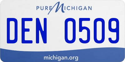 MI license plate DEN0509