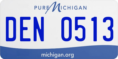 MI license plate DEN0513