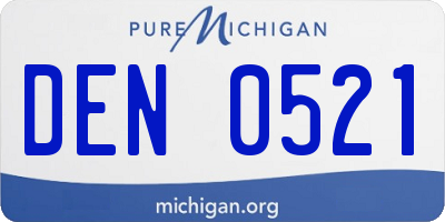MI license plate DEN0521