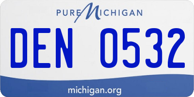 MI license plate DEN0532