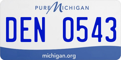 MI license plate DEN0543
