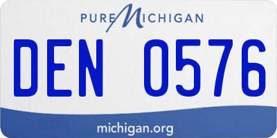 MI license plate DEN0576