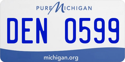 MI license plate DEN0599