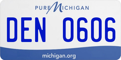 MI license plate DEN0606