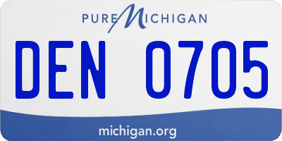 MI license plate DEN0705