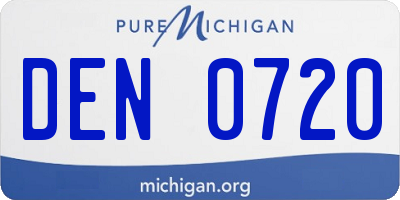 MI license plate DEN0720