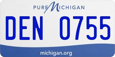 MI license plate DEN0755