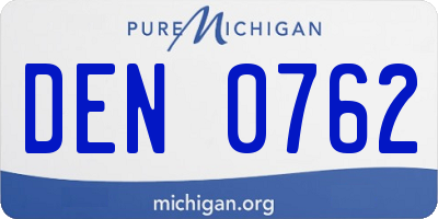 MI license plate DEN0762