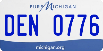 MI license plate DEN0776
