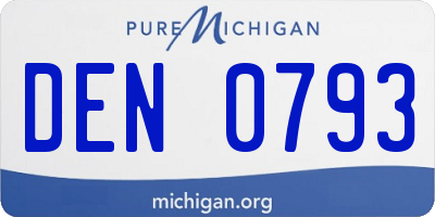 MI license plate DEN0793
