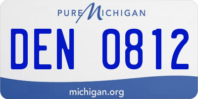 MI license plate DEN0812