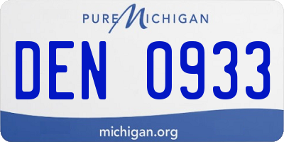 MI license plate DEN0933