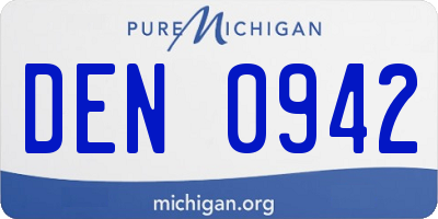 MI license plate DEN0942