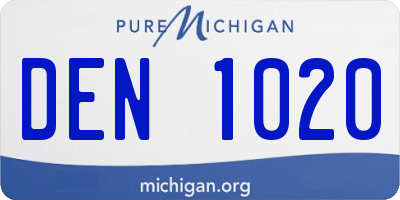 MI license plate DEN1020