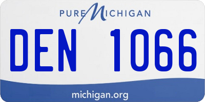 MI license plate DEN1066