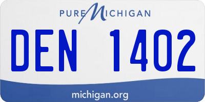 MI license plate DEN1402