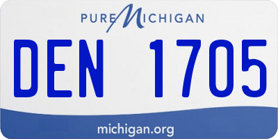 MI license plate DEN1705
