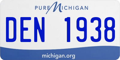 MI license plate DEN1938
