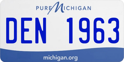 MI license plate DEN1963