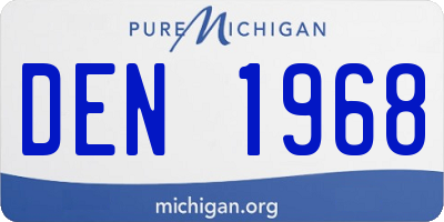 MI license plate DEN1968