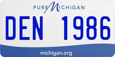 MI license plate DEN1986