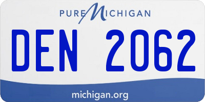 MI license plate DEN2062