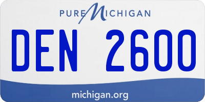 MI license plate DEN2600