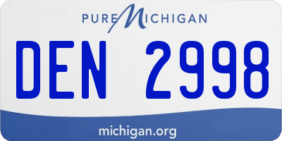 MI license plate DEN2998