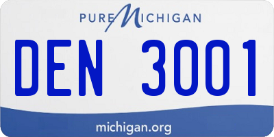 MI license plate DEN3001