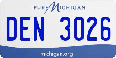 MI license plate DEN3026