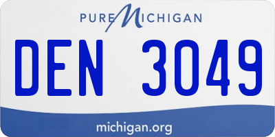 MI license plate DEN3049