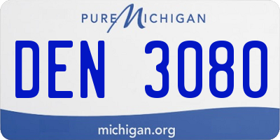 MI license plate DEN3080