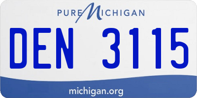 MI license plate DEN3115