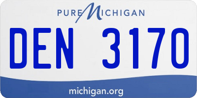 MI license plate DEN3170