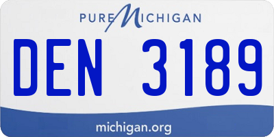 MI license plate DEN3189